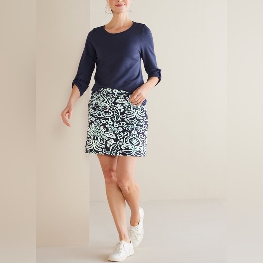 NWT Soft Surroundings Fina French Terry Skirt Skort Jaipur Scarf Floral Print